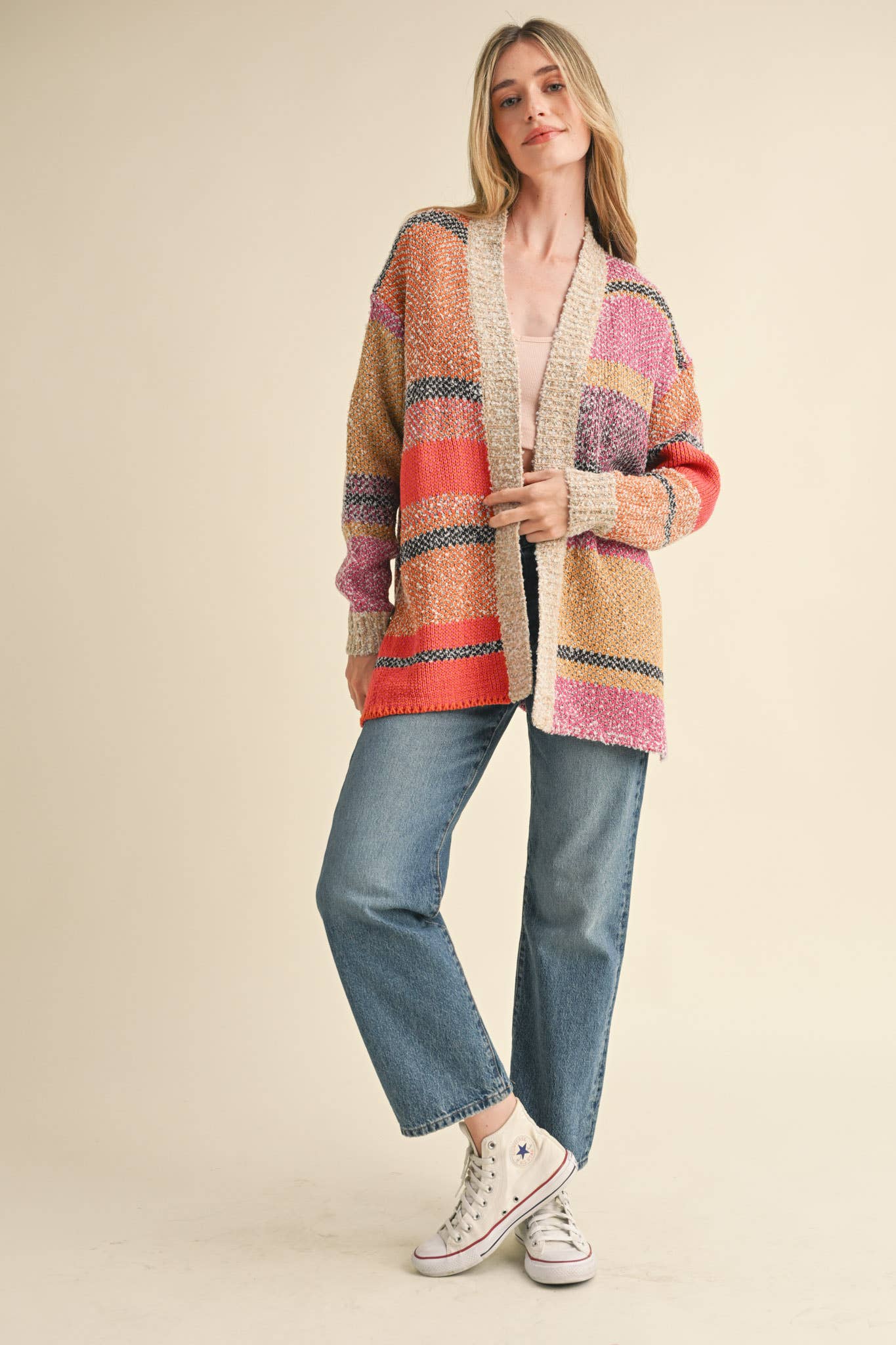 OVERSIZED COLOR BLOCK CARDIGAN MSW10038-&MERCI-The Twisted Chandelier