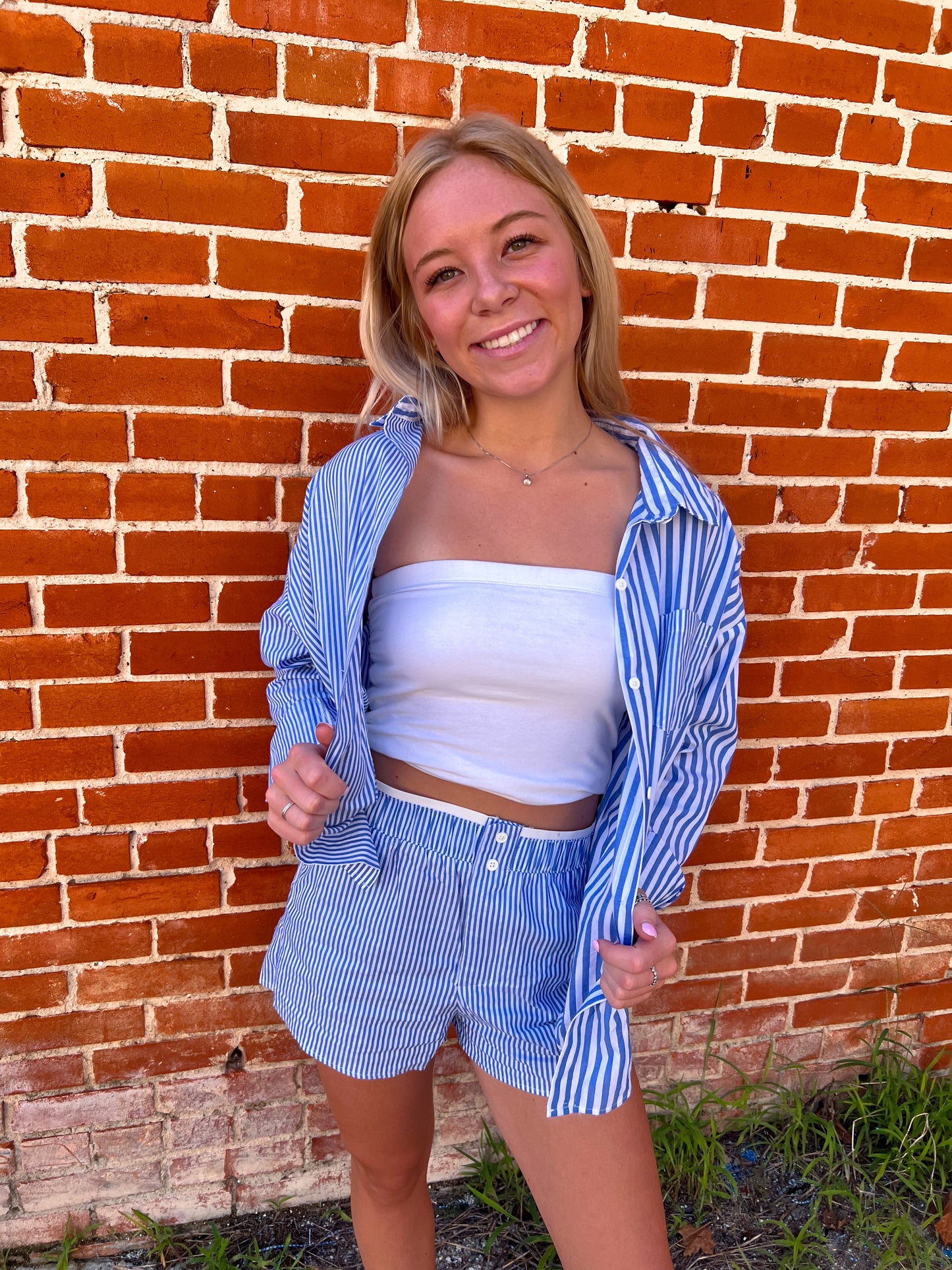 Marie Striped Comfy Shorts-VERY J-Bin d2,bottoms,FD 7/01/25-The Twisted Chandelier