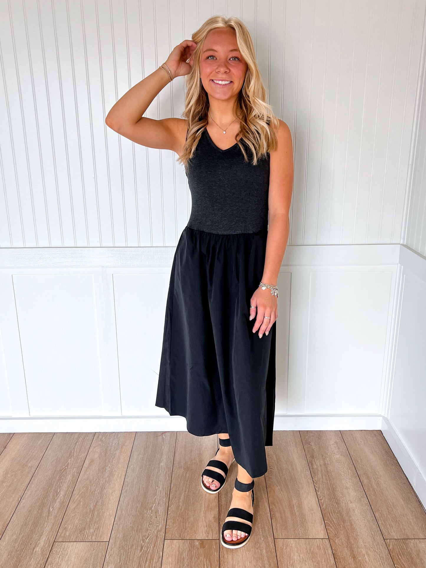 Jaiden Sleeveless Neck Midi Dress-Naked Zebra-DJR-The Twisted Chandelier