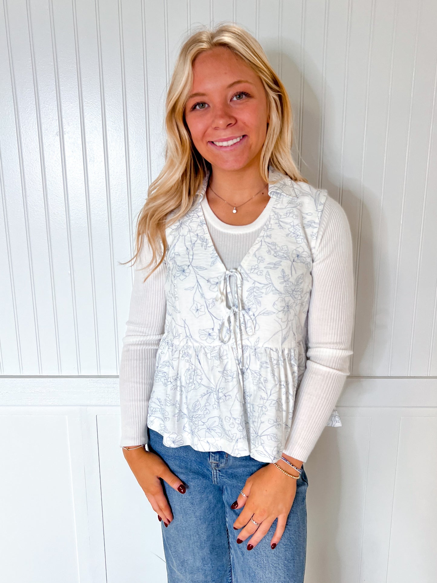 Azzi Floral Print Babydoll Blouse With Front Bow Tie-idem ditto-1st md,BIN A 3,OGP 48.50,Tops Collection-The Twisted Chandelier