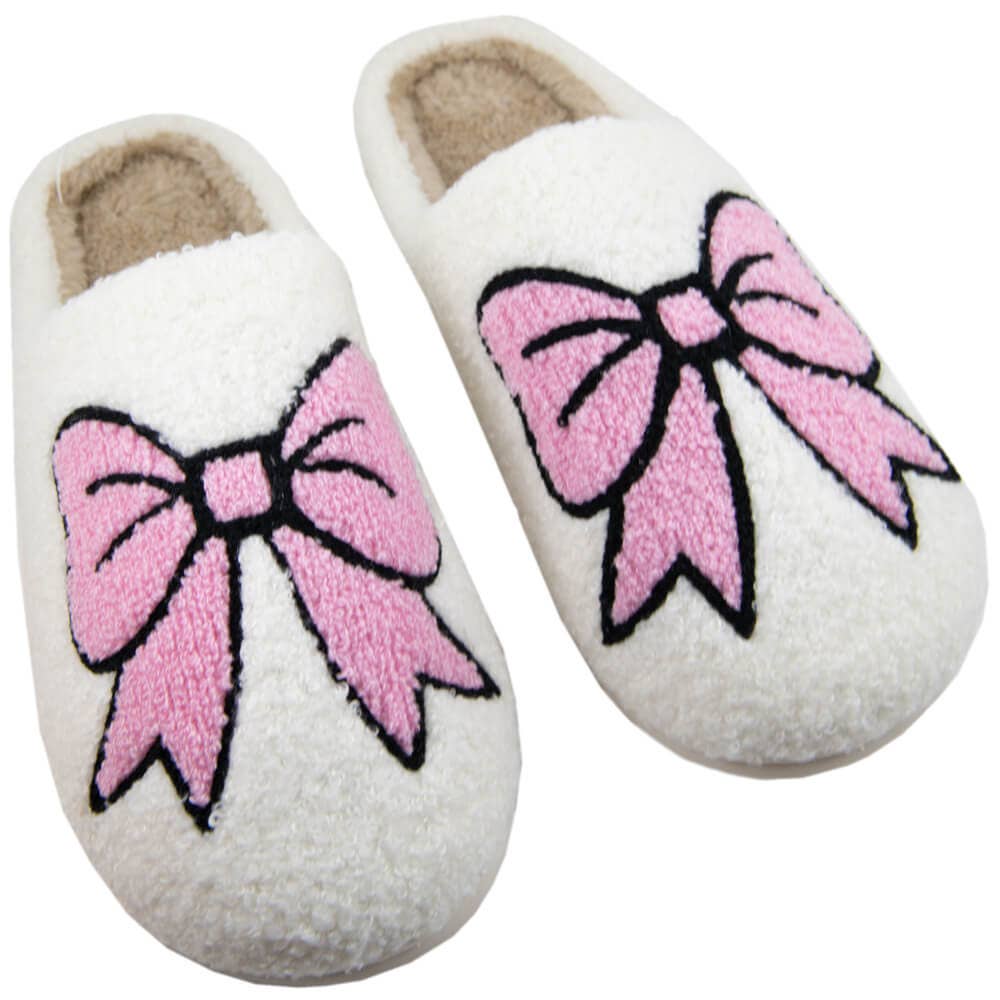 Light Pink Bows Coquette Women's Slippers-Katydid-White-S/M-The Twisted Chandelier