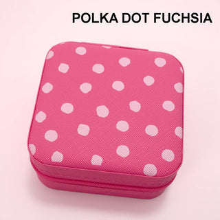 Designed Jewelry Organizer Travel Box Case-JOSSLYN by wall to wall-POLKA DOT FUCHSIA-The Twisted Chandelier