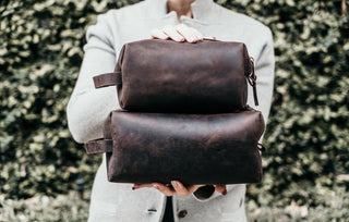 Personalized Leather Dopp Kit & Toiletry Bag, Customized Groomsmen Gift Toiletry Bag, Monogrammed Mens Toiletry Bag, Gift for Him-Luxe Range Leather-The Twisted Chandelier