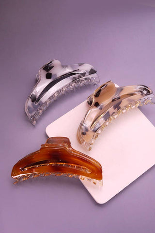 Marbled Curved Hair Claw Clips | 40H452-JOSSLYN by wall to wall-The Twisted Chandelier