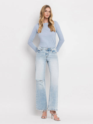 Monroe Tummy Control Super High Rise Wide Leg Jeans-Pants-Lovervet by VERVET-bottoms,LV1312-24-The Twisted Chandelier