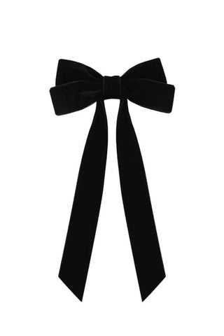 Velvet Ribbon Bow Hair Clip - Black-Hair Claws & Clips-Swan Madchen-Accessories,Created - 01/15/24-The Twisted Chandelier