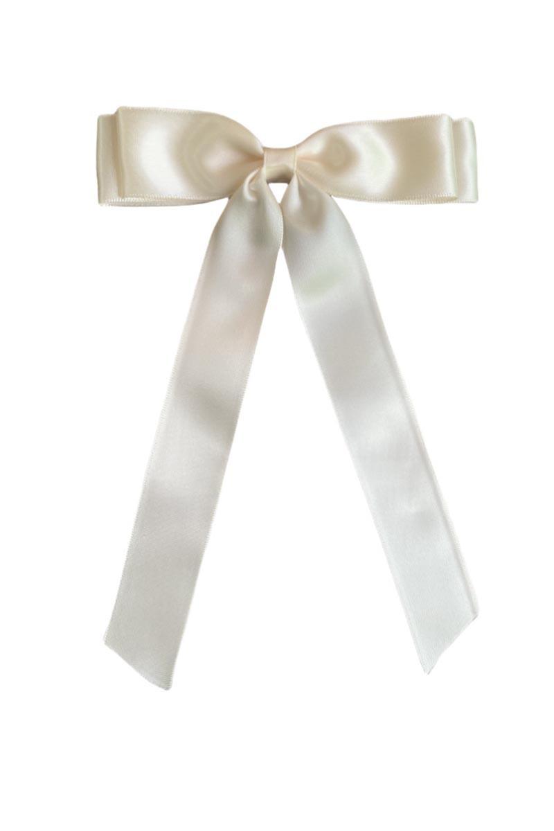 Satin Bow Hair Clip - Ivory-Hair Claws & Clips-Swan Madchen-Accessories, Created - 01/15/24, FD JAN 24-The Twisted Chandelier