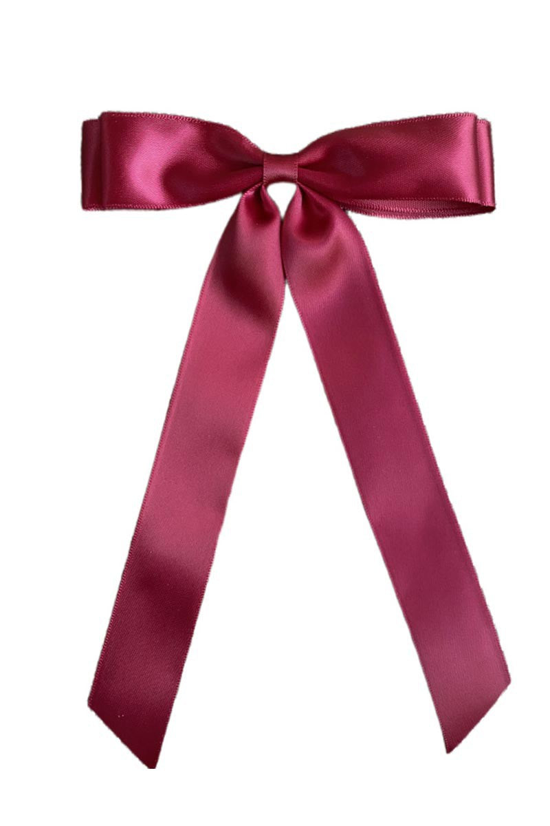 Satin Bow Hair Clip - Burgundy-Hair Claws & Clips-Swan Madchen-Accessories, Created - 01/15/24, FD JAN 24-The Twisted Chandelier