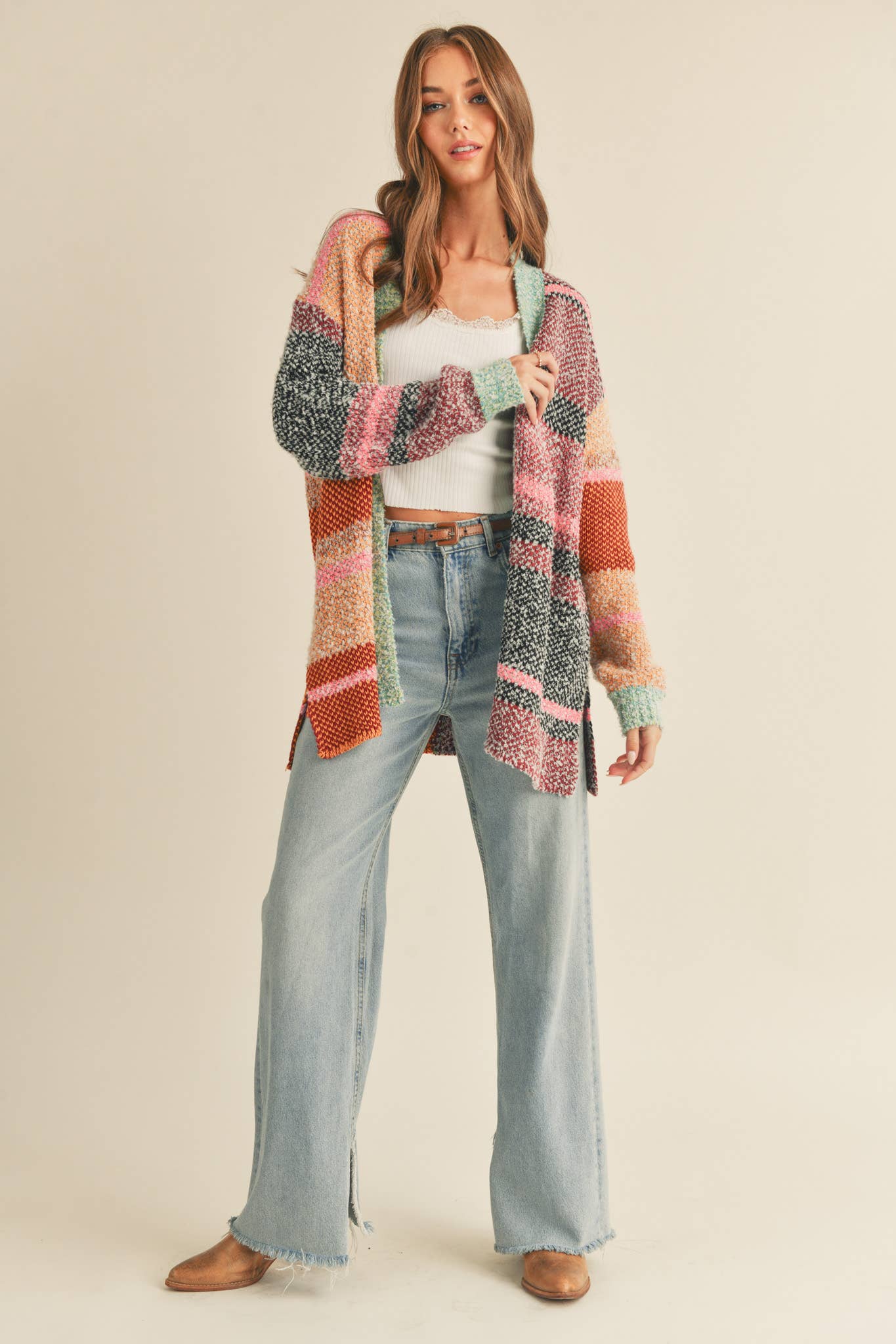 OVERSIZED COLOR BLOCK CARDIGAN MSW10038-&MERCI-The Twisted Chandelier