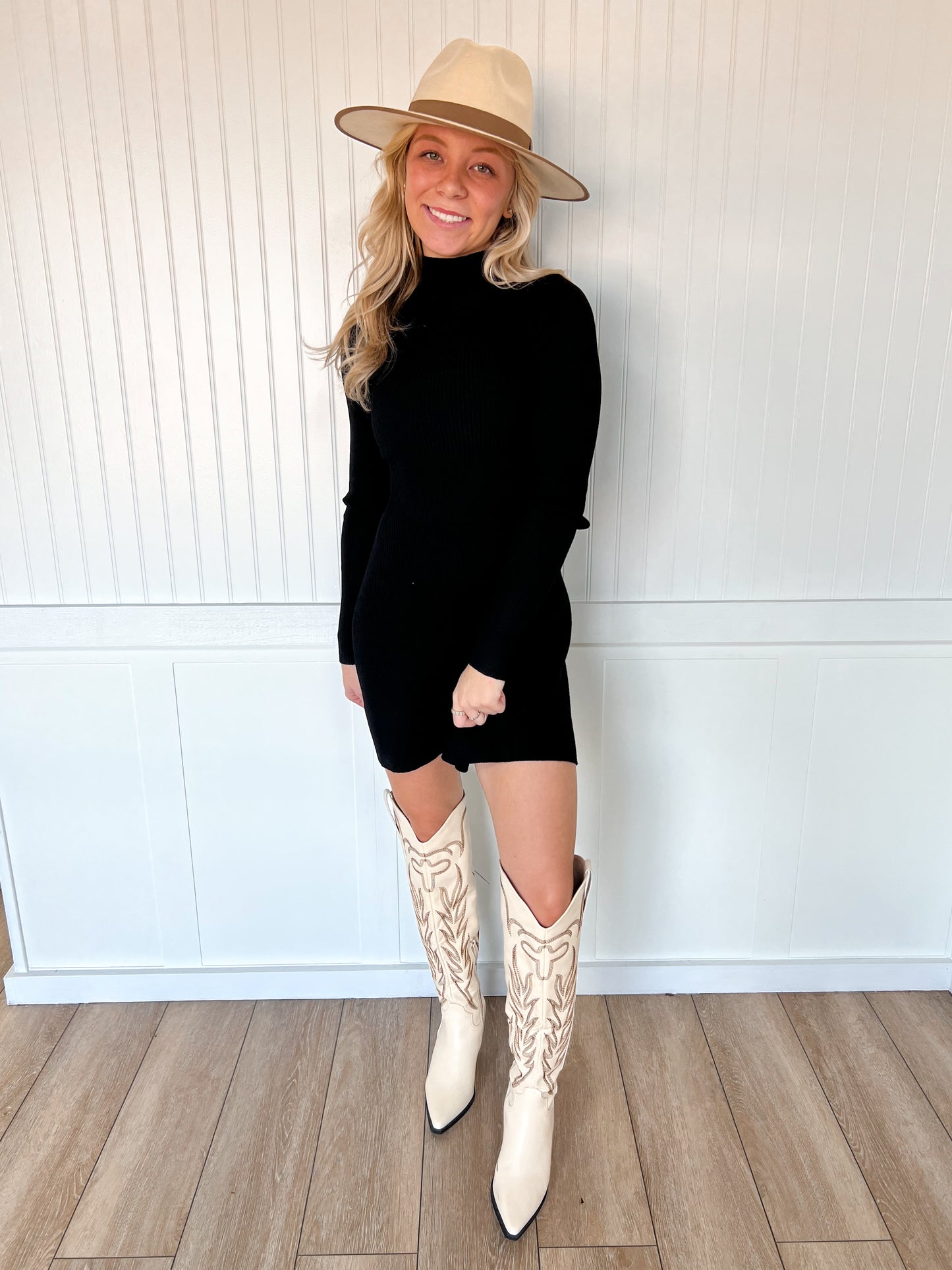 Christina Mock Neck Long Sleeve Fit and Flare Mini Dress-Klesis-FD 12/22/25-The Twisted Chandelier