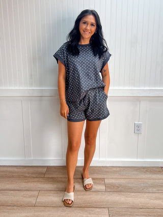 Josie Polka Dot Short Sleeve Top and Shorts Set-Outfit Sets-Sewn and Seen-FD 07/21/26-The Twisted Chandelier
