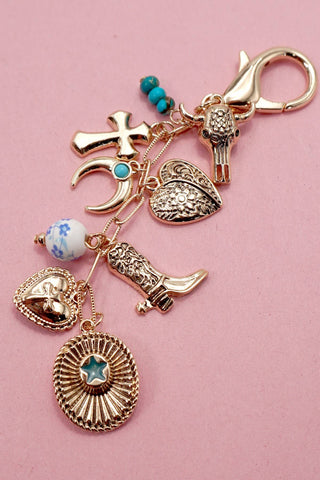 Western Cross Hat Boot Heart Bag Charm-Bag Charm-JOSSLYN by wall to wall-80K048-The Twisted Chandelier