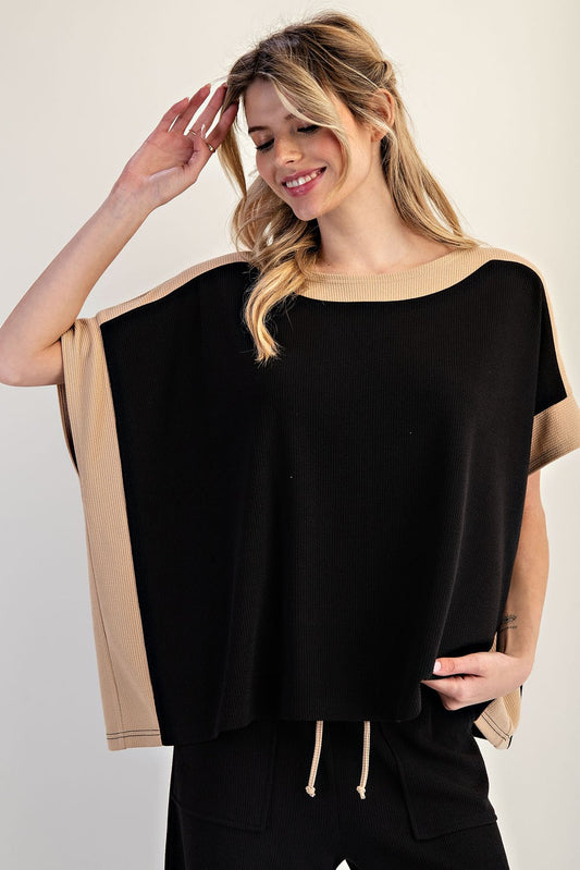 Malina Color Block Short Sleeve Top-top-ee:some-Bin C4,TK14095,Tops Collection-The Twisted Chandelier