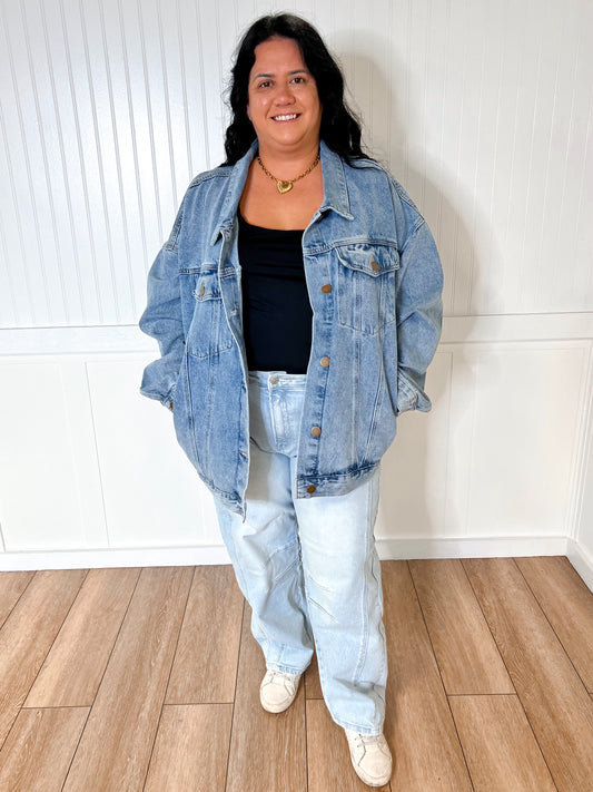 Oliver Boxy-Cut Denim Jacket-Jacket-Mono B-FD 09/03/24,not on the floor only in totes,Winter Tote T4-The Twisted Chandelier