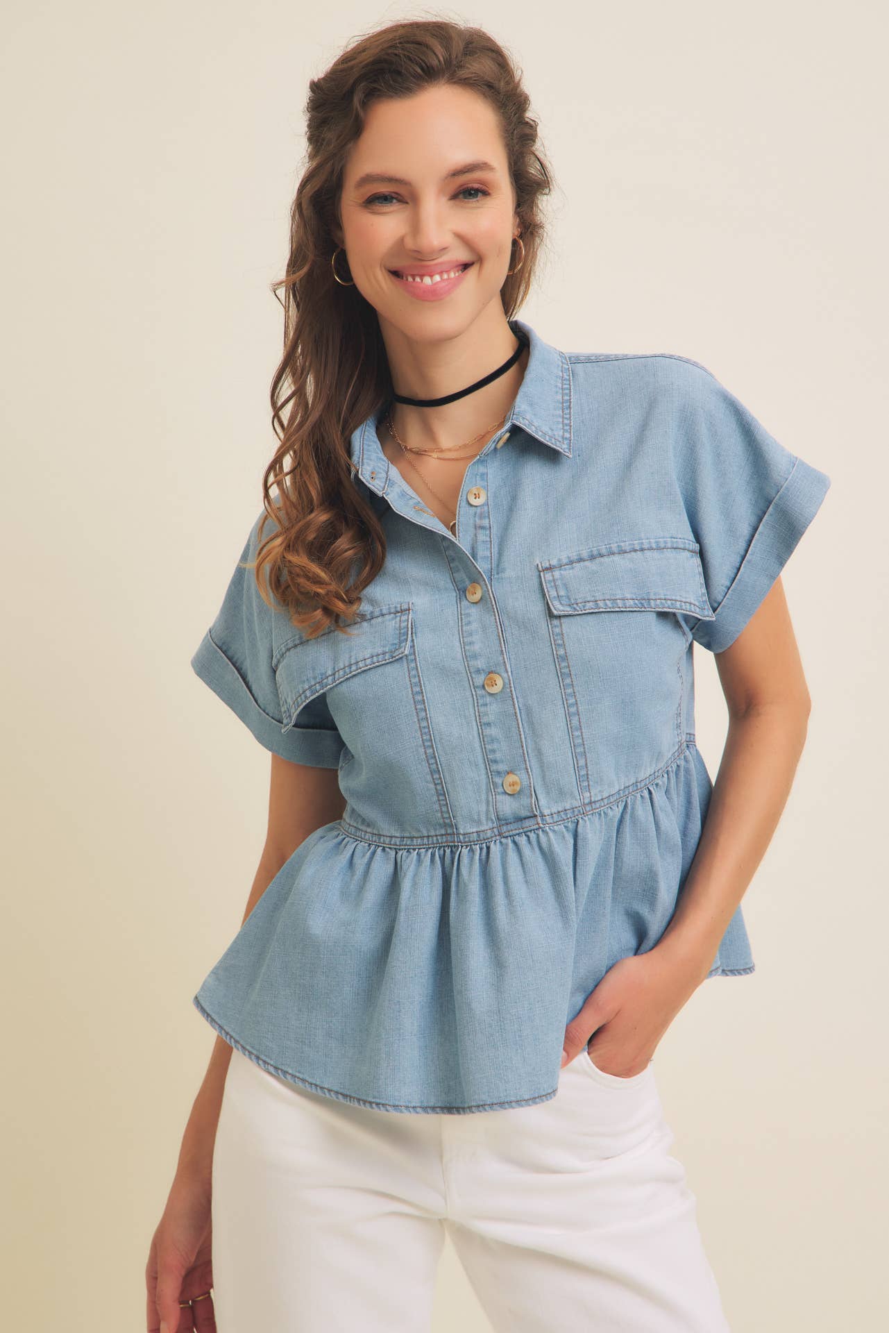 Mineral Washed Oversized Baby Doll Denim Shirt-Apparel & Accessories-in february-WASHED DENIM-L-The Twisted Chandelier