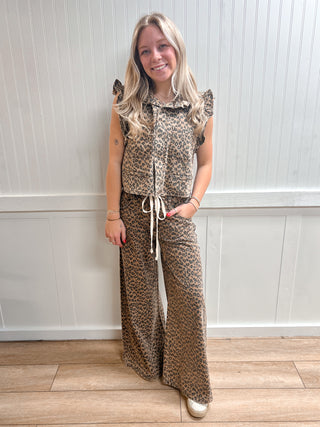 Monroe Ruffle Shoulder Leopard Printed Vest-Shirts & Tops-NOABOA-FD 02/27/26,MS1025-1,Tops Collection-The Twisted Chandelier