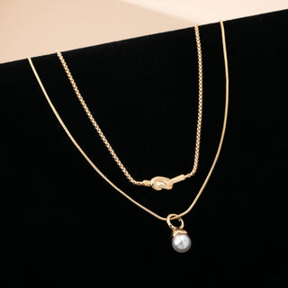 Layer Knot & Acorn Pendant Duo Drop Necklace-JOSSLYN by wall to wall-80N92865-The Twisted Chandelier