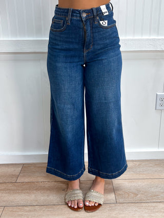 Claudia Ankle Wide Dark Deep Indigo Jeans-Pants-Judy Blue Jeans-bottoms-The Twisted Chandelier