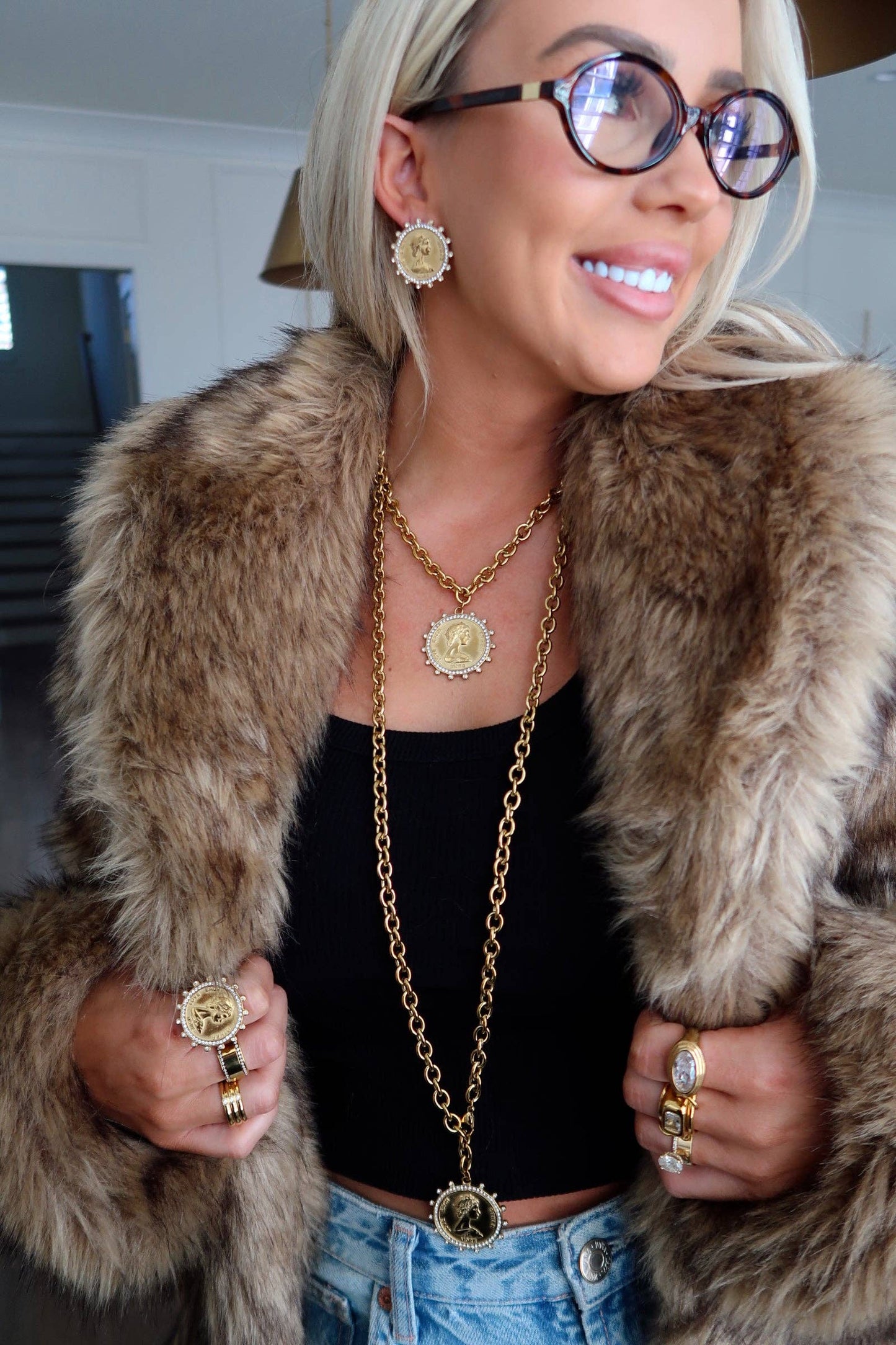 Chansutt Pearl Bling Coin Ring | 7.5-CHANSUTTPEARLS-The Twisted Chandelier