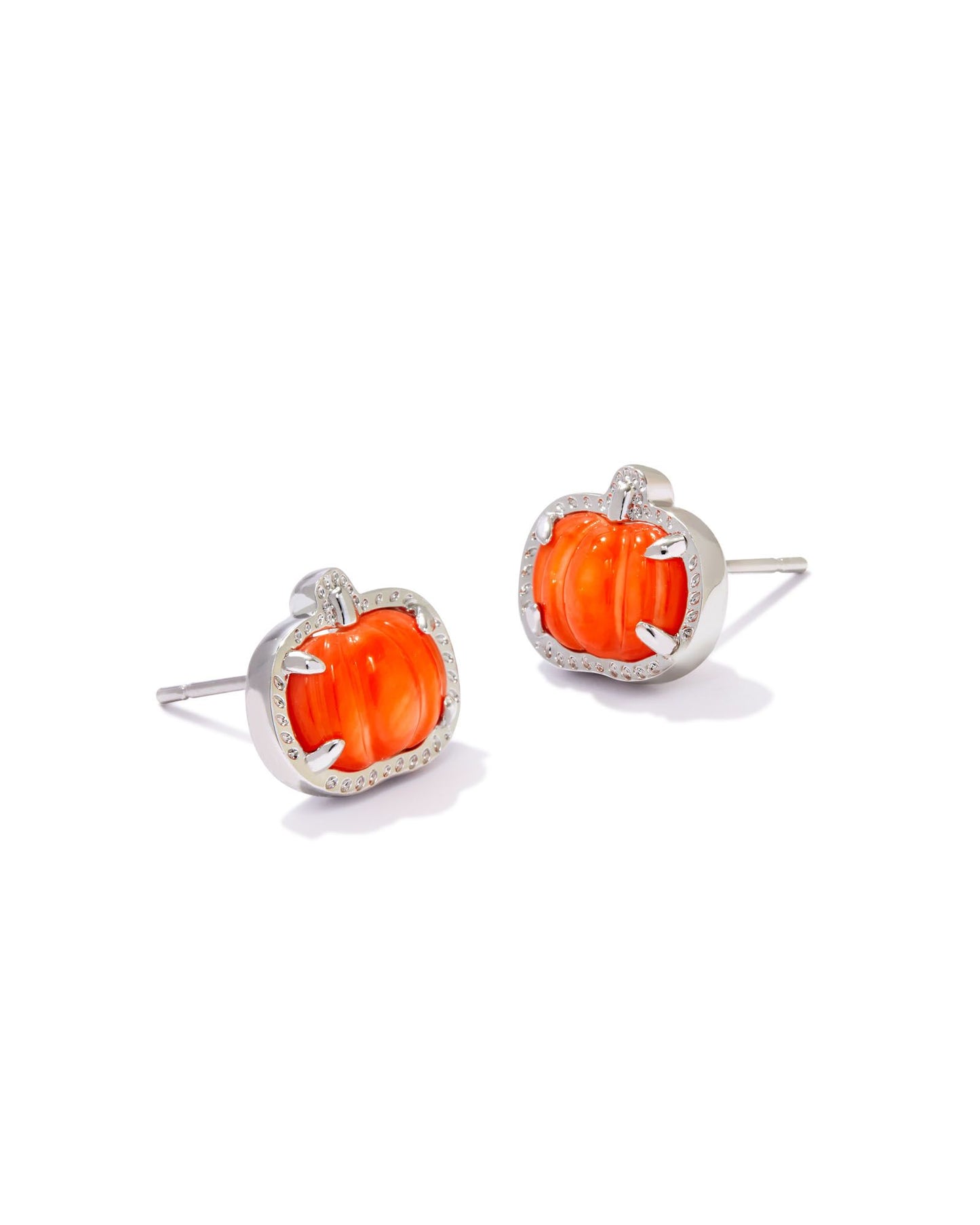 Kendra Scott Pumpkin Stud Earrings Silver Orange Mother of Pearl-Earrings-Kendra Scott-CR 09/05/24, E00567RHD, FD 09/10/24, Sale Kendra Scott-The Twisted Chandelier