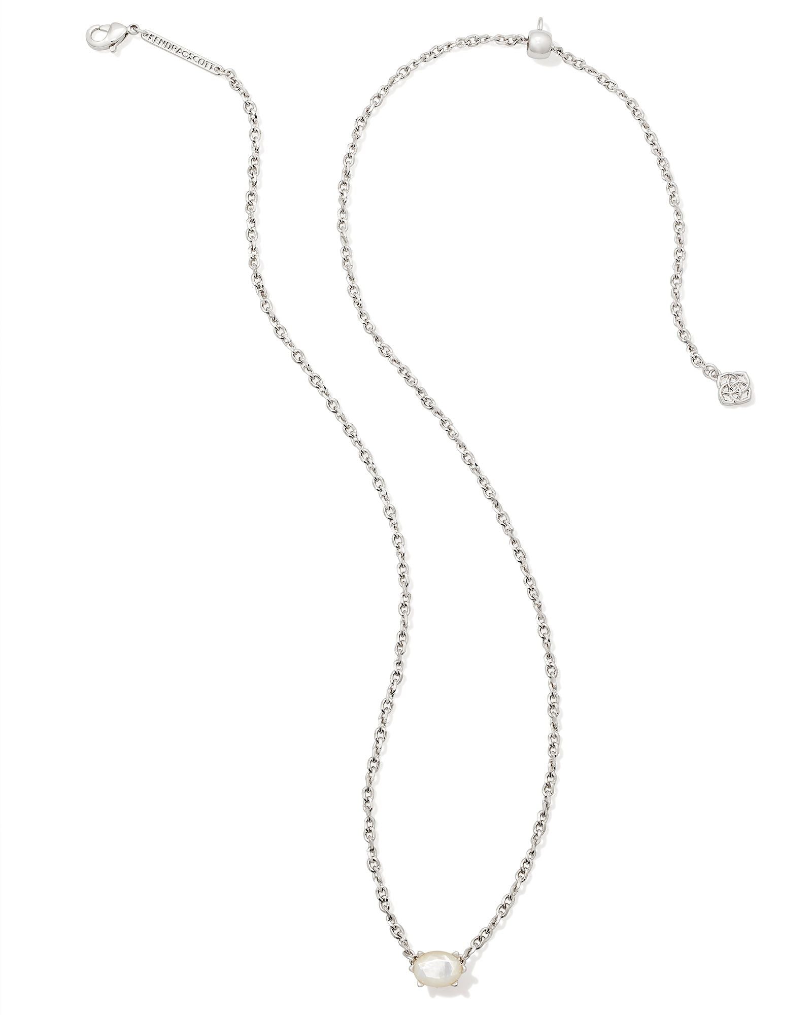 Kendra Scott Cailin Crystal Pendant Necklace Silver Metal Ivory Mother of Pearl-Necklaces-Kendra Scott-N1941RHD-The Twisted Chandelier