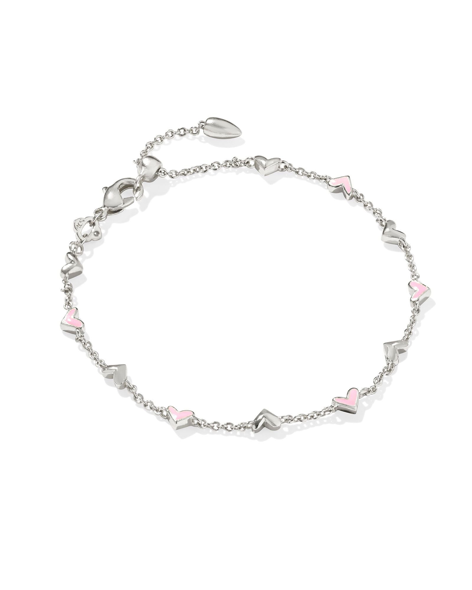 Kendra Scott Haven Delicate Chain Bracelet Silver Pink Enamel-Bracelets-Kendra Scott-B1370RHD, Bracelet, CR 09/30/24, FD 10/01/24-The Twisted Chandelier