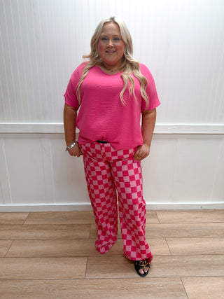 Maisie Pink Checkered Pants-Girlie Girl Originals-bottoms,FD 02/03/26-The Twisted Chandelier