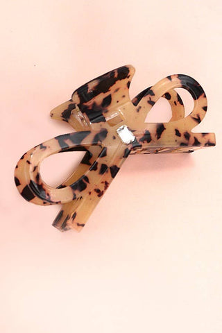 Large Cute Bow Ribbon Rhinestone Hair Claw Clips-Hair Claws & Clips-JOSSLYN by wall to wall-40H810-Tort-The Twisted Chandelier