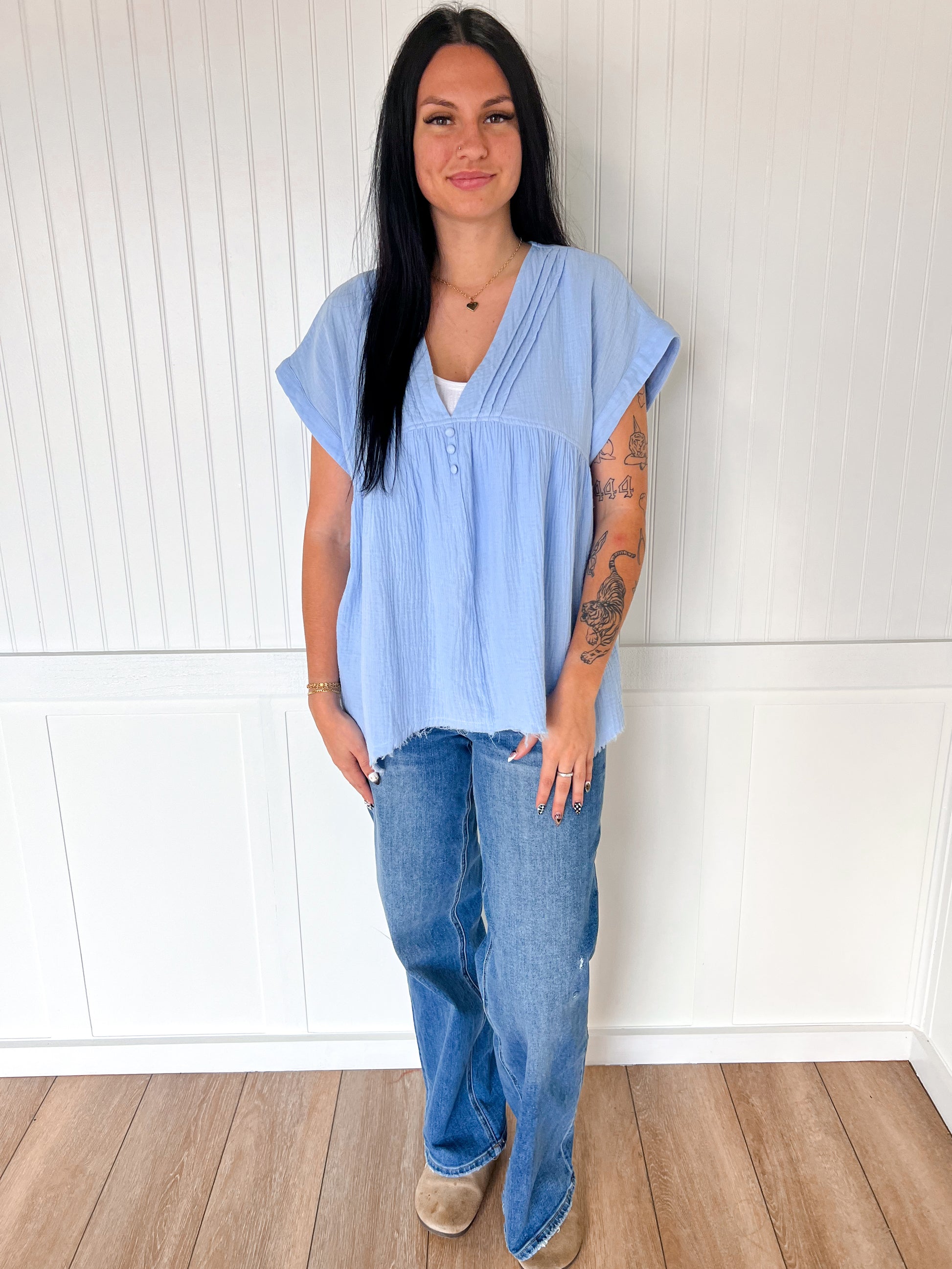 Lennie Cotton Gauze Short Sleeve Top-Oddi-Bin B4,FD 08/12/25,Tops Collection-The Twisted Chandelier