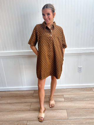 Dallas Polka Dot Denim Shirt Dress-Dress-Sewn and Seen-DJR,Fall Favorites,FD 08/26/26,NewArrival-The Twisted Chandelier