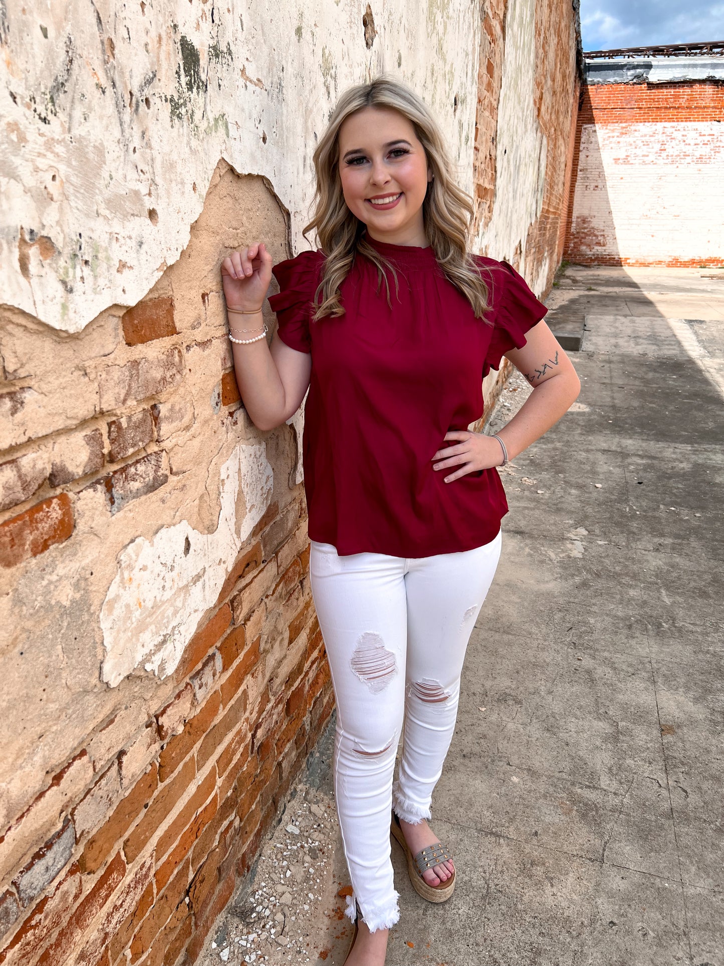 Bristol Mock Neck Blouse Top-Top-ee:some-FD 03/19/24, gameday, tk4961-The Twisted Chandelier