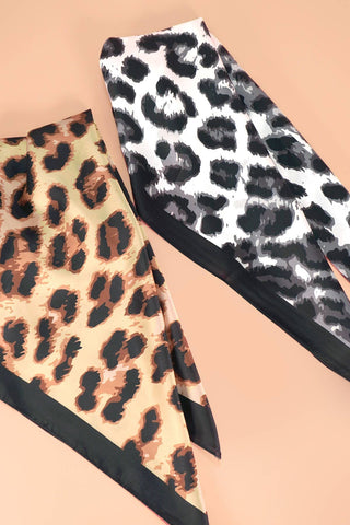 Animal Leopard Print Silky Feel Bandana Scarf-Scarf-JOSSLYN by wall to wall-40SC632-The Twisted Chandelier