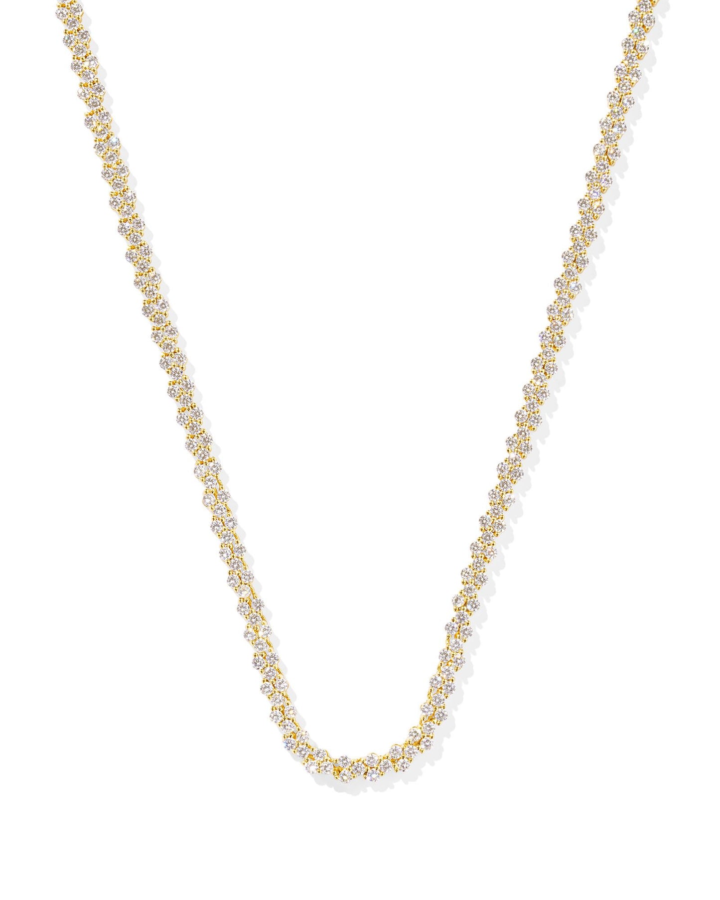 Kendra Scott Emery Tennis Necklace Gold White Crystal-Necklaces-Kendra Scott-CR 09/30/24, FD 10/01/24, N00852GLD-The Twisted Chandelier