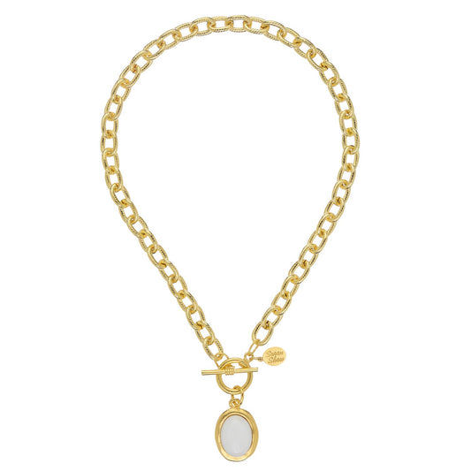Susan Shaw Mother of Pearl Cabochon Toggle Necklace-Susan Shaw-The Twisted Chandelier