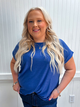 Addie Slub Cuffed Sleeve Tee - Plus - Navy