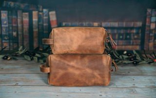 Personalized Leather Dopp Kit & Toiletry Bag, Customized Groomsmen Gift Toiletry Bag, Monogrammed Mens Toiletry Bag, Gift for Him-Luxe Range Leather-The Twisted Chandelier