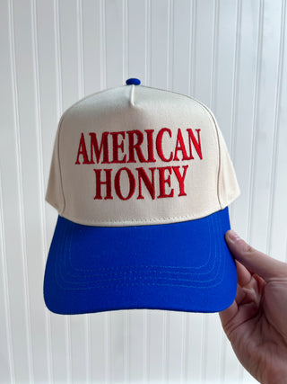 American Honey Embroidered 5 Panel Two Tone Cap-Trucker Hat-David And Young-FD 04/03/26,RWB-The Twisted Chandelier