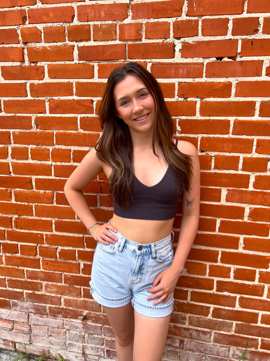 Emmie Seamless Ribbed Triangle Chest Spaghetti Strap Brami - Black-By Together-Bin B5,FD 07/15/25,Tops Collection-The Twisted Chandelier