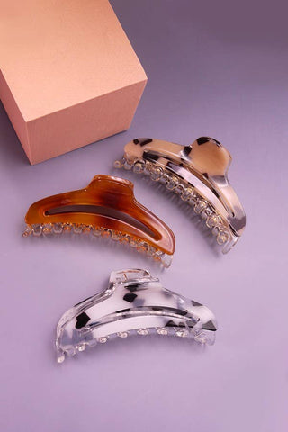 Marbled Curved Hair Claw Clips | 40H452-JOSSLYN by wall to wall-The Twisted Chandelier