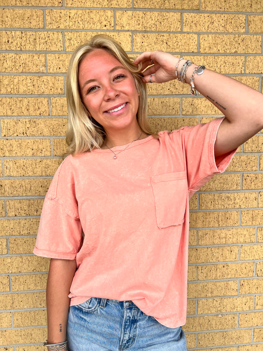 Jillian Oversized Crop Comfy Knit Top - Salmon-VERY J-BIN D4,FD 08/12/25,NT12068,Tops Collection-The Twisted Chandelier