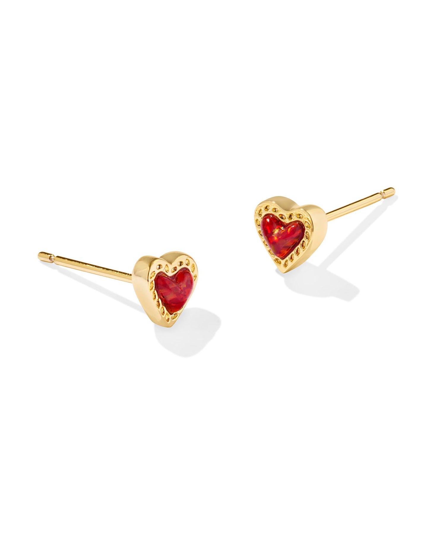 Kendra Scott Mini Ari Heart Stud Earrings Gold Red Kyocera Opal-Earrings-Kendra Scott-CR 09/30/24, E00581GLD, FD 10/01/24-The Twisted Chandelier