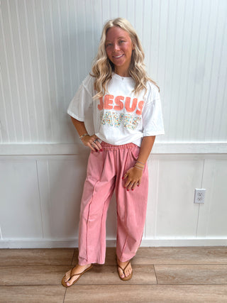 Ellie Jesus Saves Patchwork Crew Neck Short Sleeve Top
