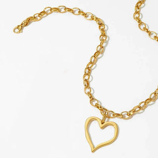 18K Stainless Steel Tarnish Free Heart Necklace-Necklace-JOSSLYN by wall to wall-40NK9564-The Twisted Chandelier