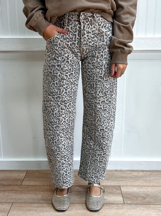 Maxine High Rise Leopard Print Utility Barrel Jeans-Pants-Lovervet by VERVET-bottoms,Fall Favorites,LV2309LPD,NewArrival-The Twisted Chandelier