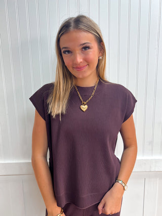 Brenley Solid Short Sleeve Knit Top