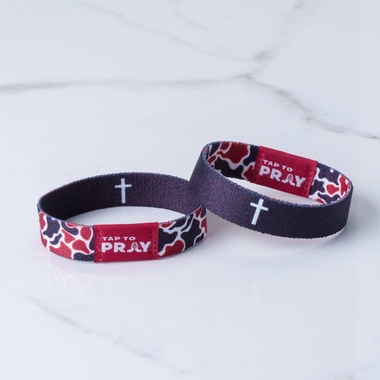 Tap To Pray™ Wristbands - Team Camo - Maroon & Black-Versible-The Twisted Chandelier
