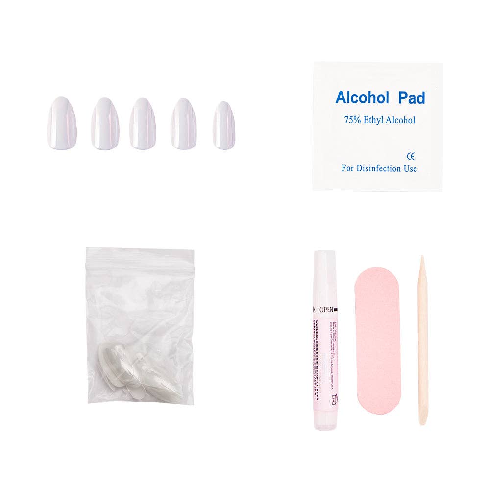 Moonlight Press-On Nails|Pearlescent White| Short Almond-Glamnetic-The Twisted Chandelier