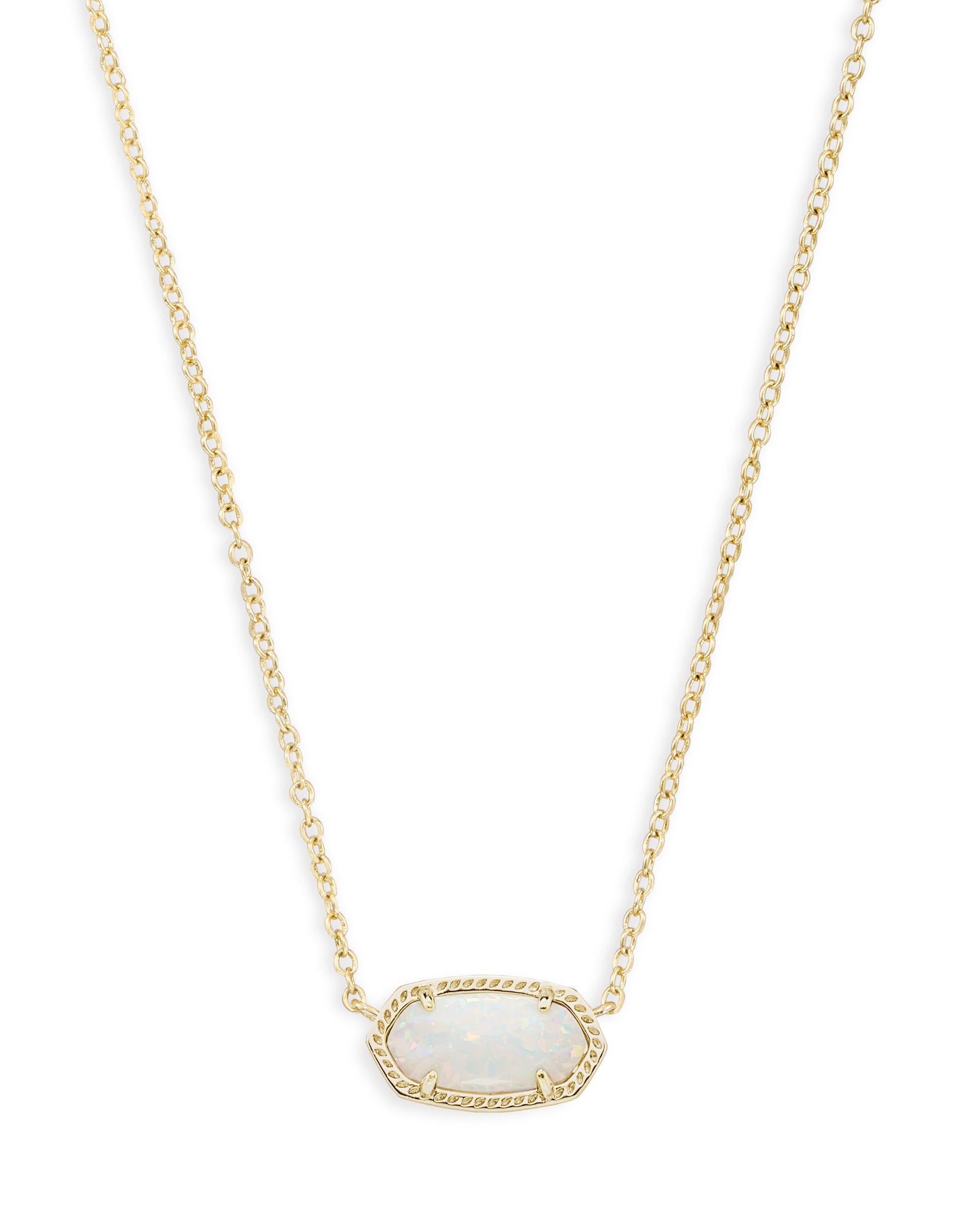 Kendra Scott Elisa Short Pendant Necklace Gold White Opal-Necklaces-Kendra Scott-N5067GLD-The Twisted Chandelier