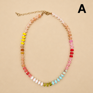 Natural Stone Semi-Precious Glass Mixed Necklace | 40NK9694-JOSSLYN by wall to wall-A-The Twisted Chandelier