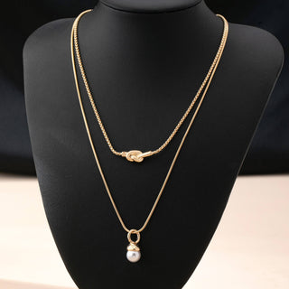 Layer Knot & Acorn Pendant Duo Drop Necklace-JOSSLYN by wall to wall-80N92865-The Twisted Chandelier